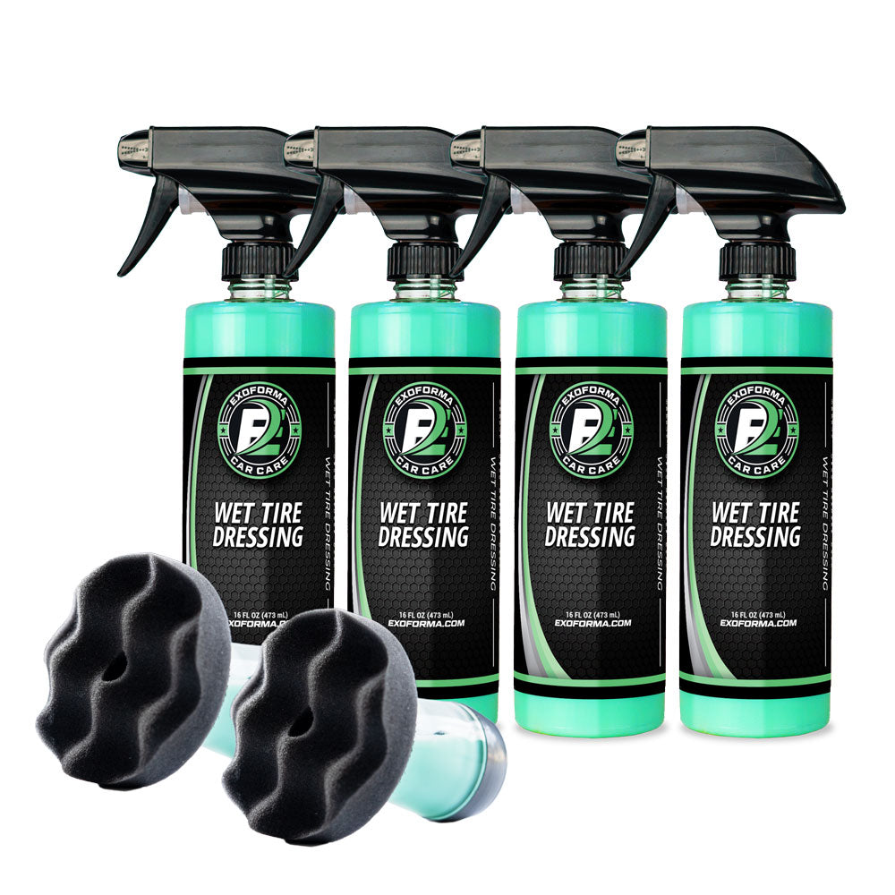 2x Flow Tire Shine Applicator + 4 PACK Wet Tire Dressing