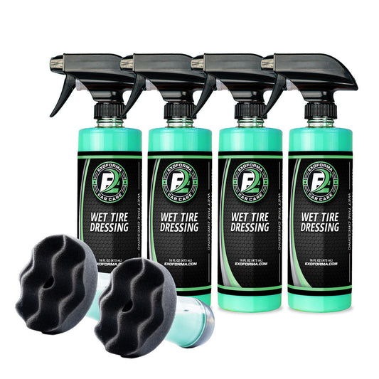 2x Flow Tire Shine Applicator + 4 PACK Wet Tire Dressing
